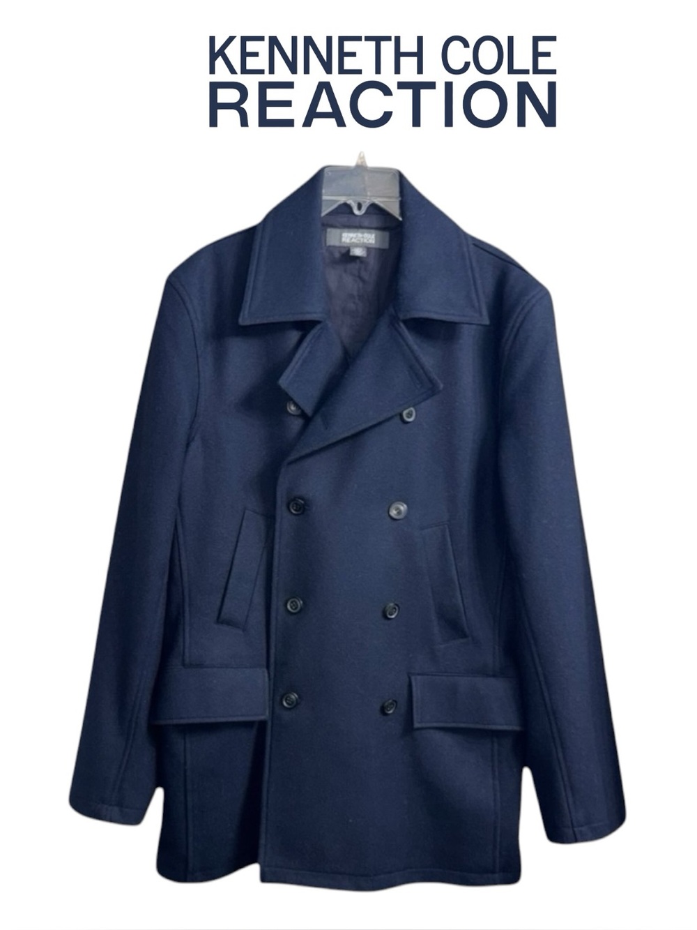 Kenneth Cole Reaction (EUC) Men’s Wool Blend Coat Size Large - Picture 8 of 9